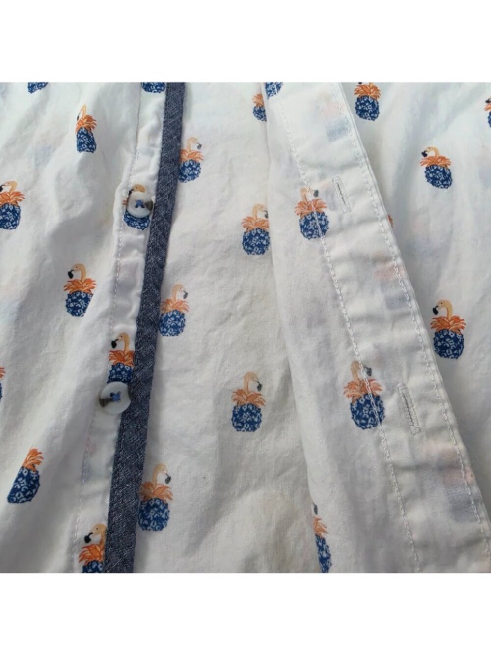 MBX Siesta All Day Flamingo Pineapple Shirt Mens M White Tropical Button Front - Picture 9 of 10